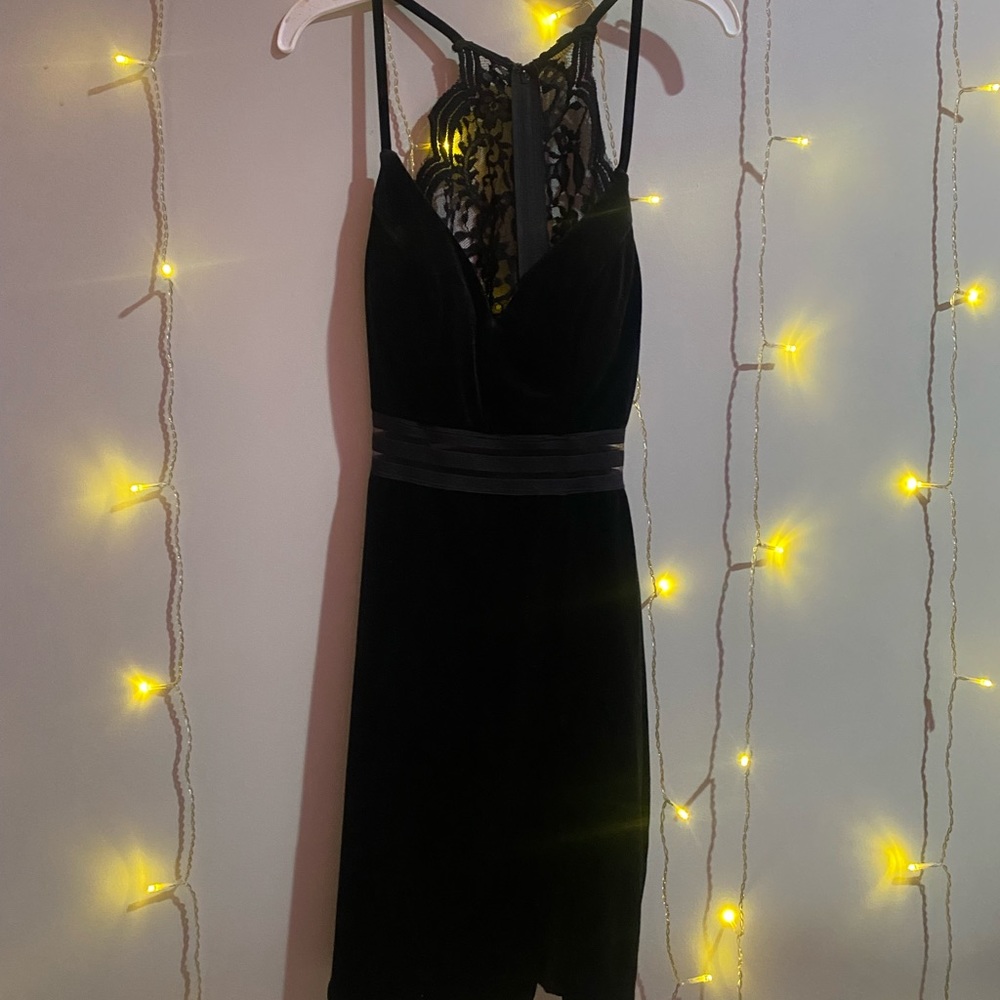 Black velvet formal dress